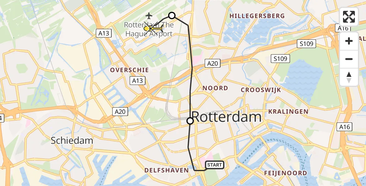 Routekaart van de vlucht: Lifeliner 2 naar Rotterdam The Hague Airport