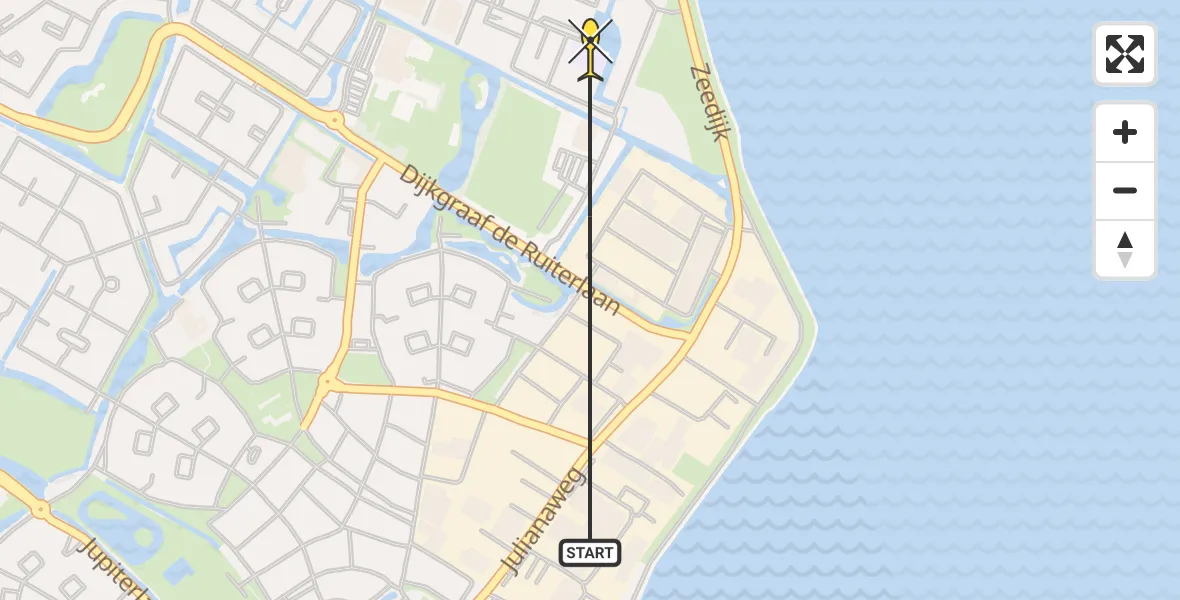 Vluchtroute Politiehelikopter van Volendam naar Volendam