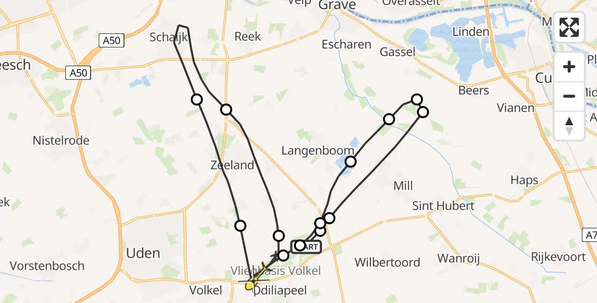 Routekaart van de vlucht: Lifeliner 3 naar Vliegbasis Volkel