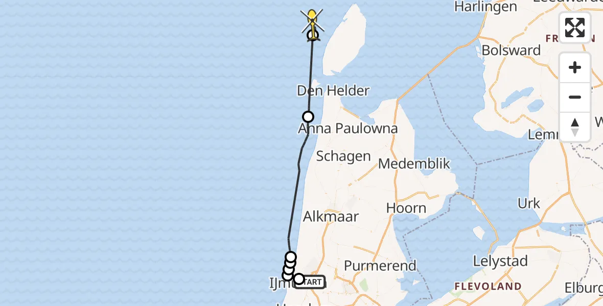 Routekaart van de vlucht: Politieheli naar 