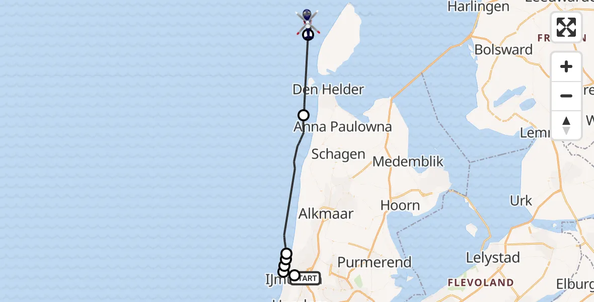 Vluchtroute Politiehelikopter Velsen-Noord - , 25 augustus 2023, 13:59