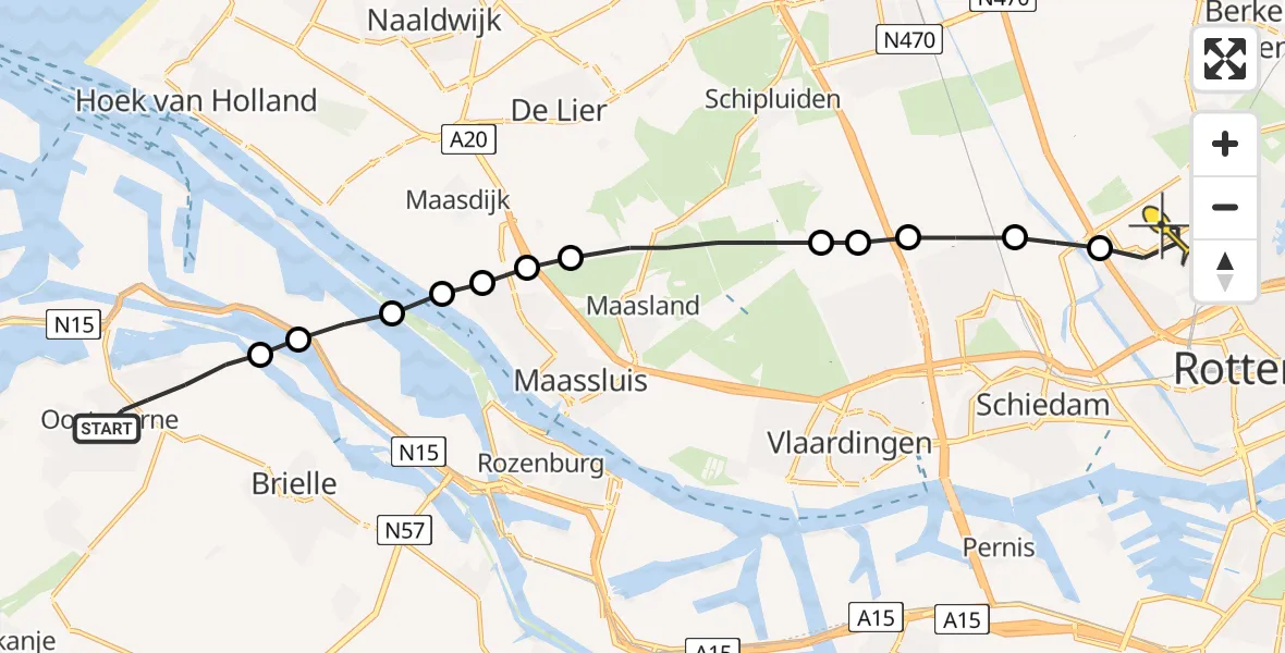 Routekaart van de vlucht: Lifeliner 2 naar Rotterdam The Hague Airport