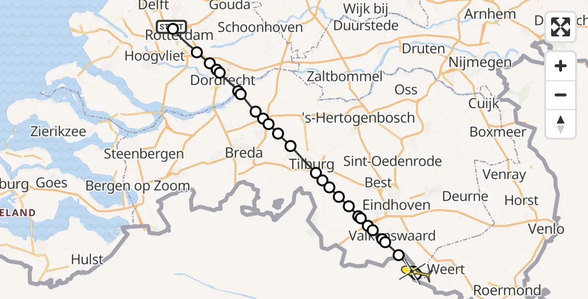 Routekaart van de vlucht: Lifeliner 2 naar Budel-Dorplein