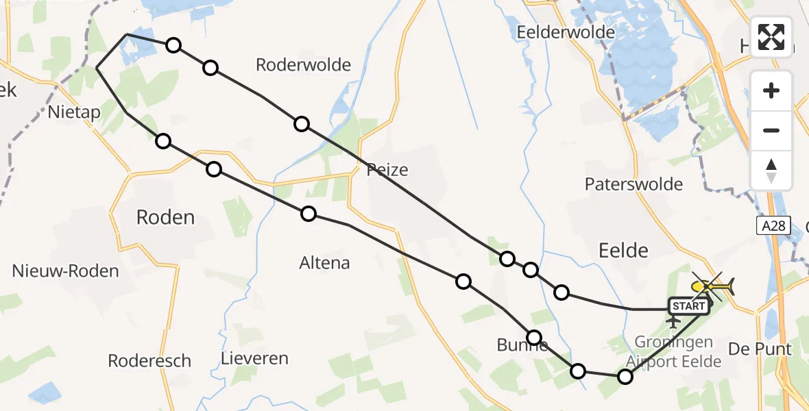 Routekaart van de vlucht: Lifeliner 4 naar Groningen Airport Eelde