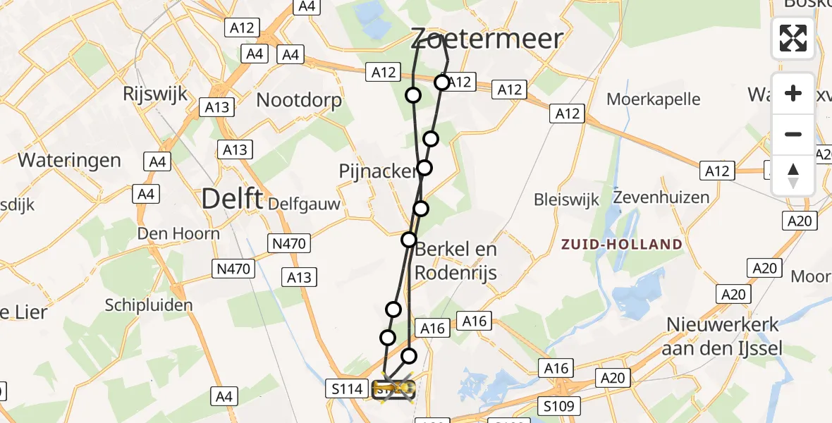 Vluchtroute Traumahelikopter Rotterdam The Hague Airport - Rotterdam The Hague Airport, 25 augustus 2023, 18:50
