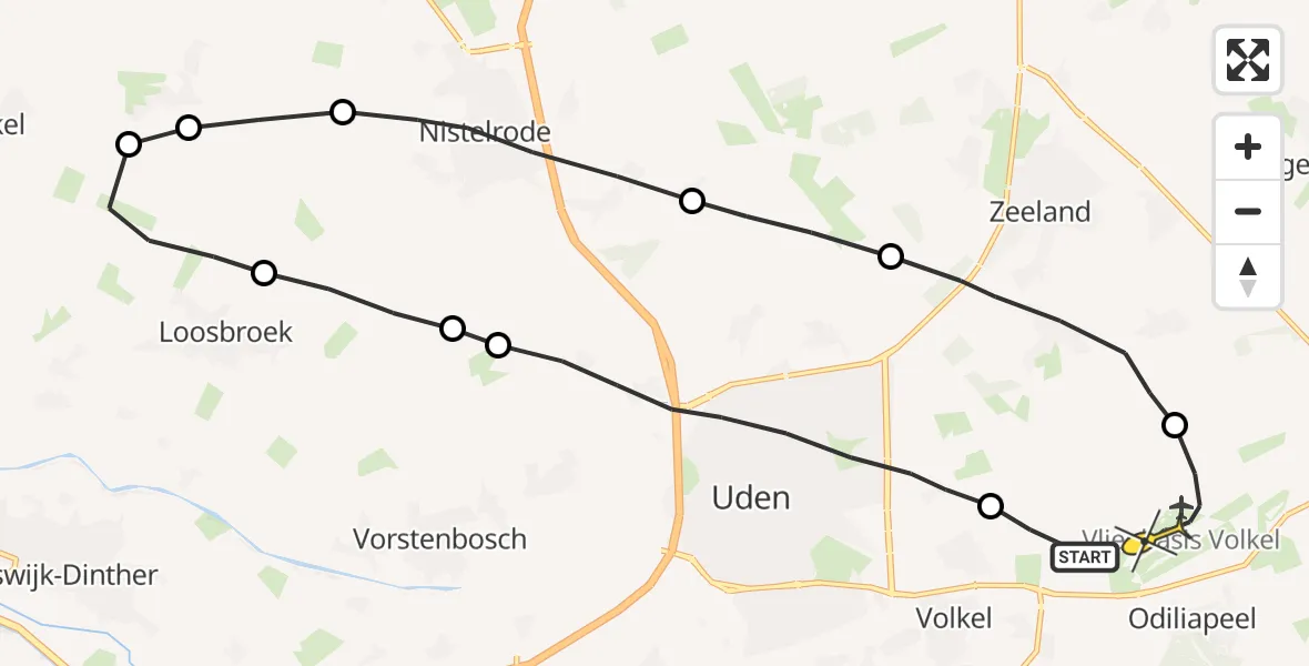 Routekaart van de vlucht: Lifeliner 3 naar Vliegbasis Volkel