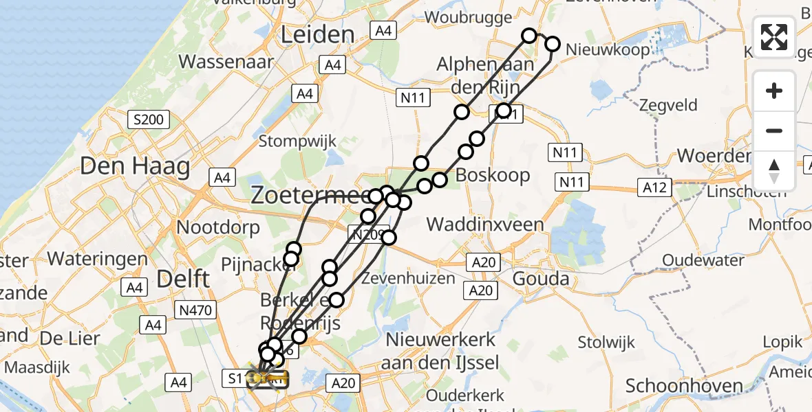 Vluchtroute Traumahelikopter Rotterdam The Hague Airport - Rotterdam The Hague Airport, 25 augustus 2023, 23:35