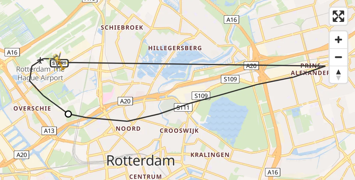 Vluchtroute Traumahelikopter Rotterdam The Hague Airport - Rotterdam The Hague Airport, 26 augustus 2023, 08:51