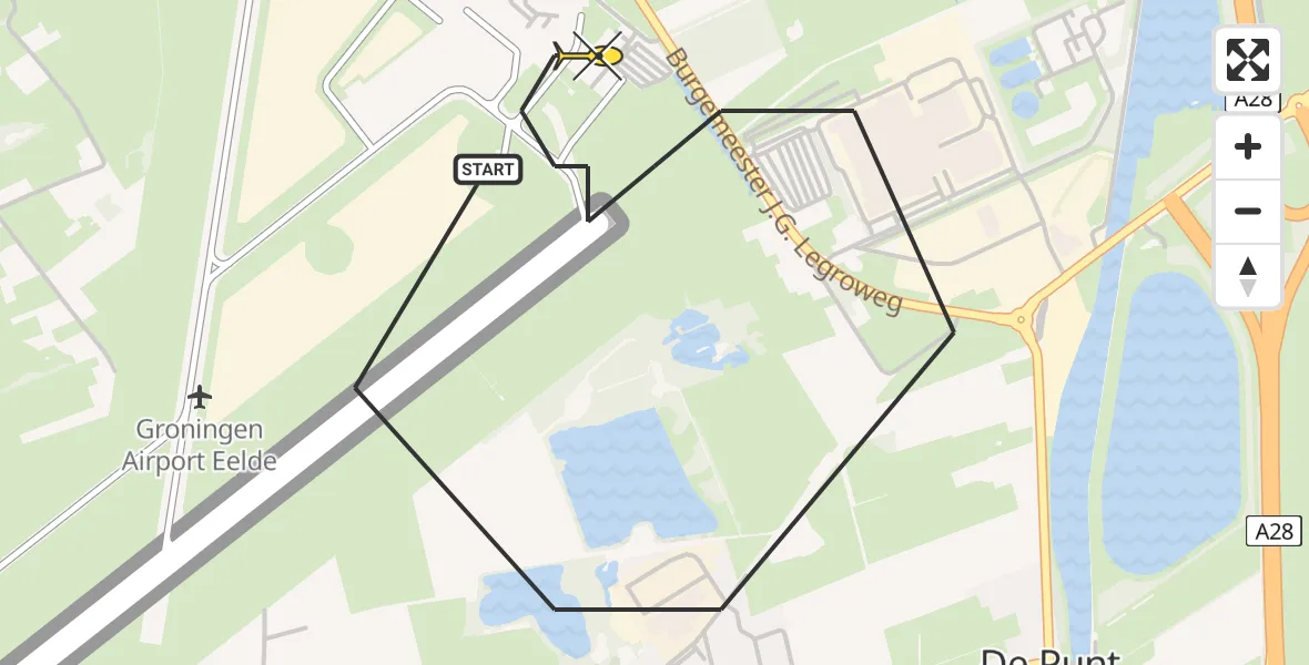 Routekaart van de vlucht: Lifeliner 4 naar Groningen Airport Eelde