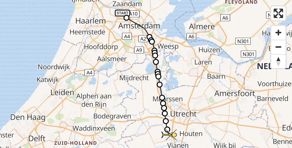 Routekaart van de vlucht: Lifeliner 1 naar IJsselstein