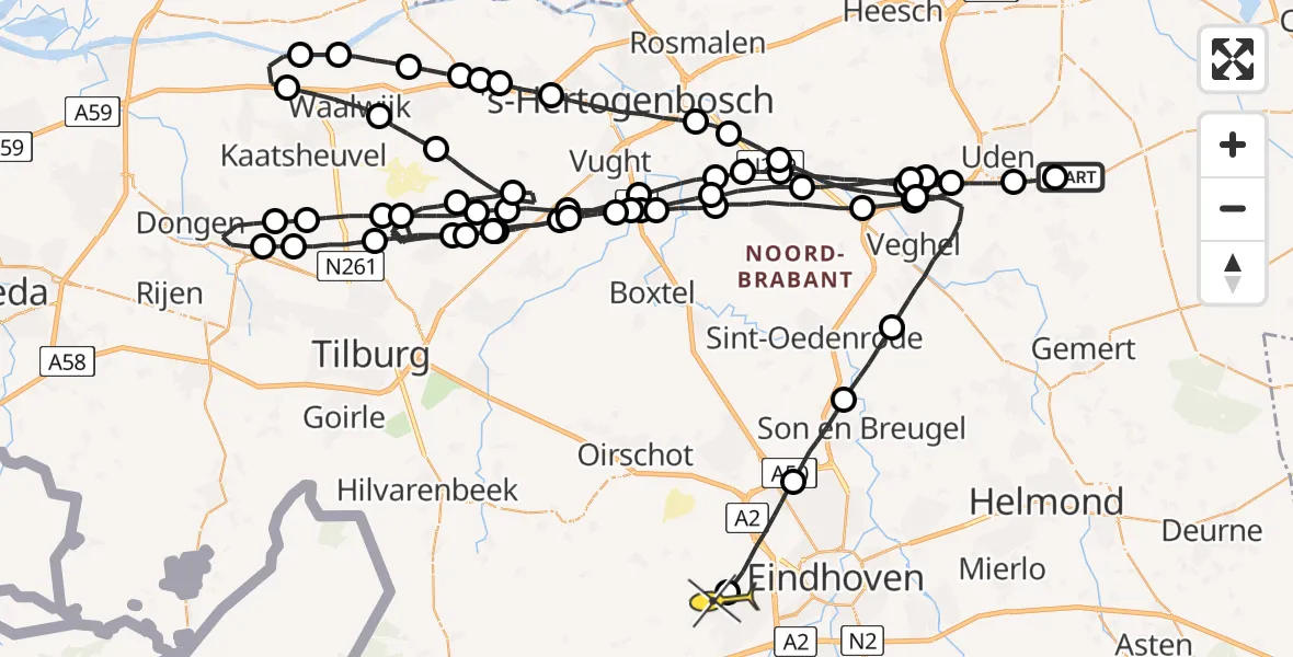 Routekaart van de vlucht: Lifeliner 3 naar Veldhoven