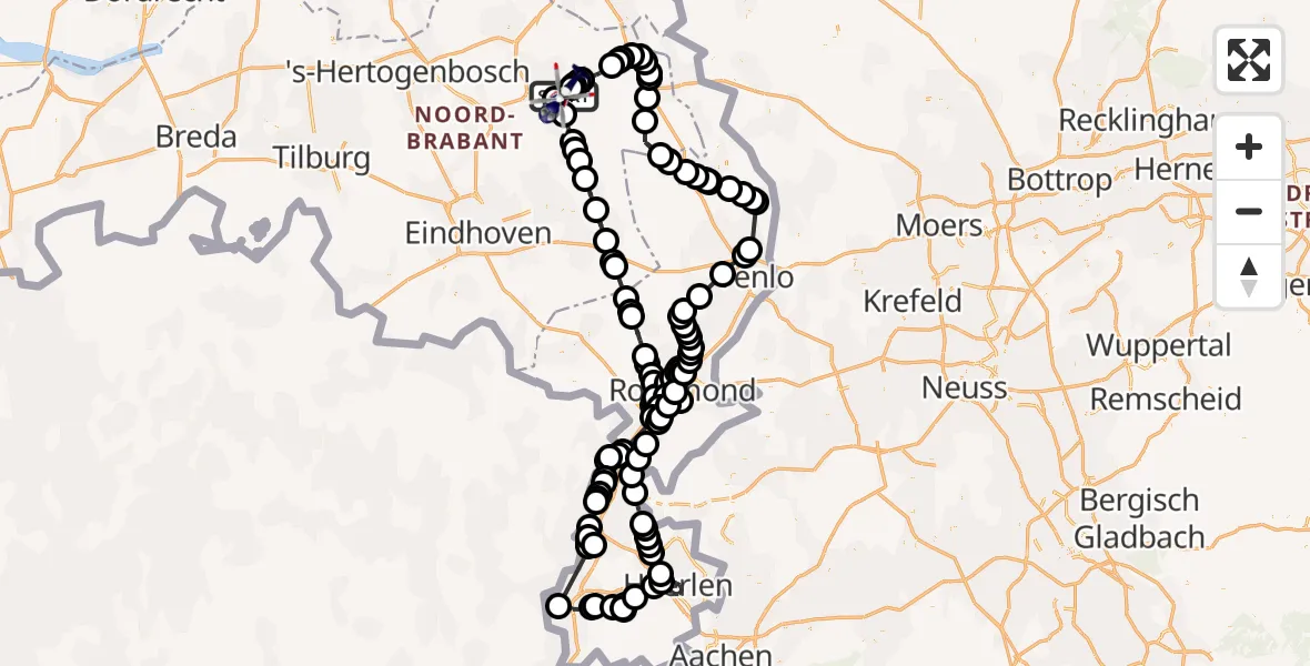 Vluchtroute Politiehelikopter Vliegbasis Volkel - Vliegbasis Volkel, 26 augustus 2023, 13:26