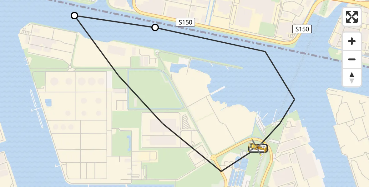 Vluchtroute Traumahelikopter Amsterdam Heliport - Amsterdam Heliport, 26 augustus 2023, 14:16