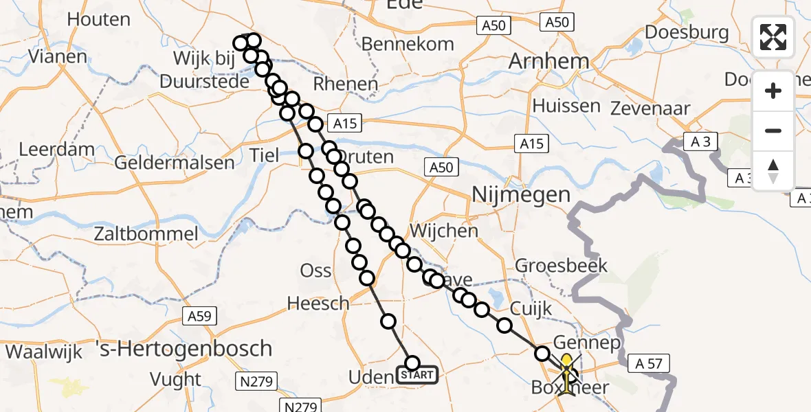 Routekaart van de vlucht: Lifeliner 3 naar Boxmeer