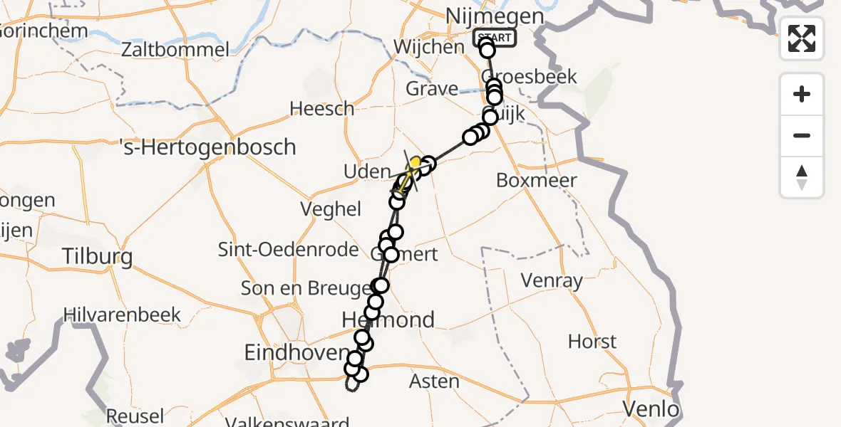 Routekaart van de vlucht: Lifeliner 3 naar Vliegbasis Volkel