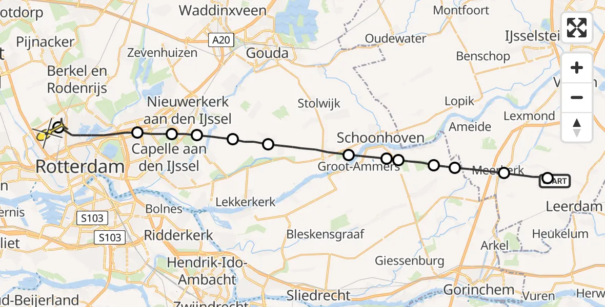 Routekaart van de vlucht: Lifeliner 2 naar Rotterdam The Hague Airport