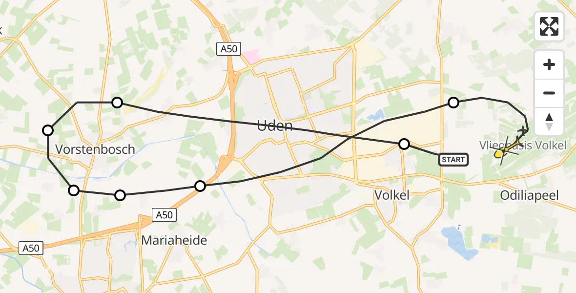 Routekaart van de vlucht: Lifeliner 3 naar Vliegbasis Volkel