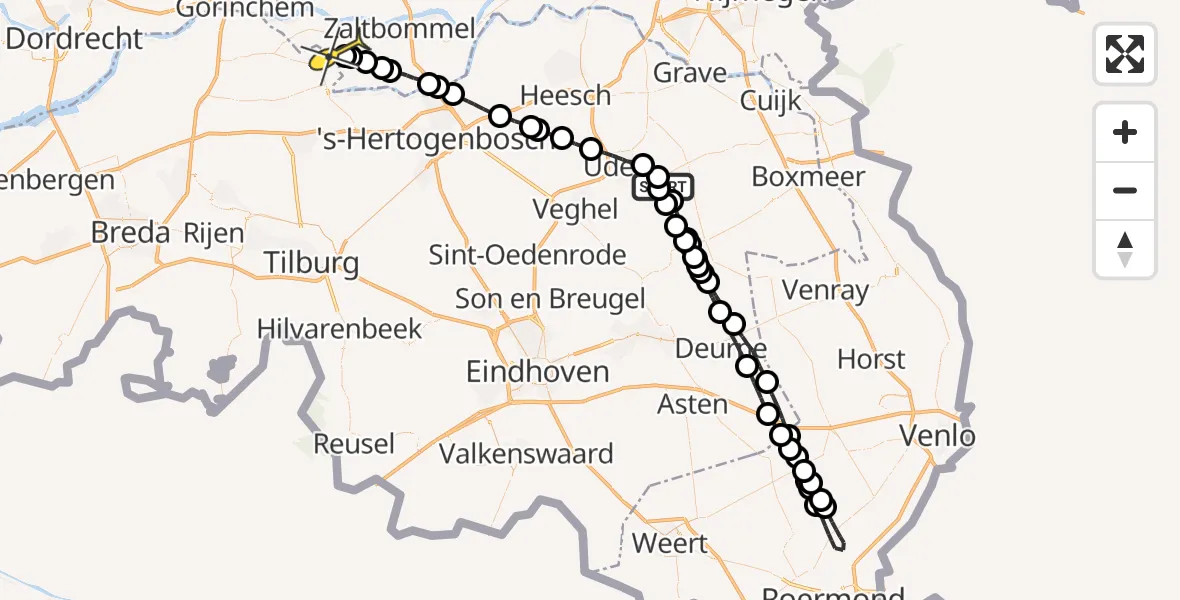 Routekaart van de vlucht: Lifeliner 3 naar Aalst