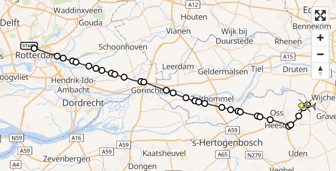 Routekaart van de vlucht: Lifeliner 2 naar Ravenstein