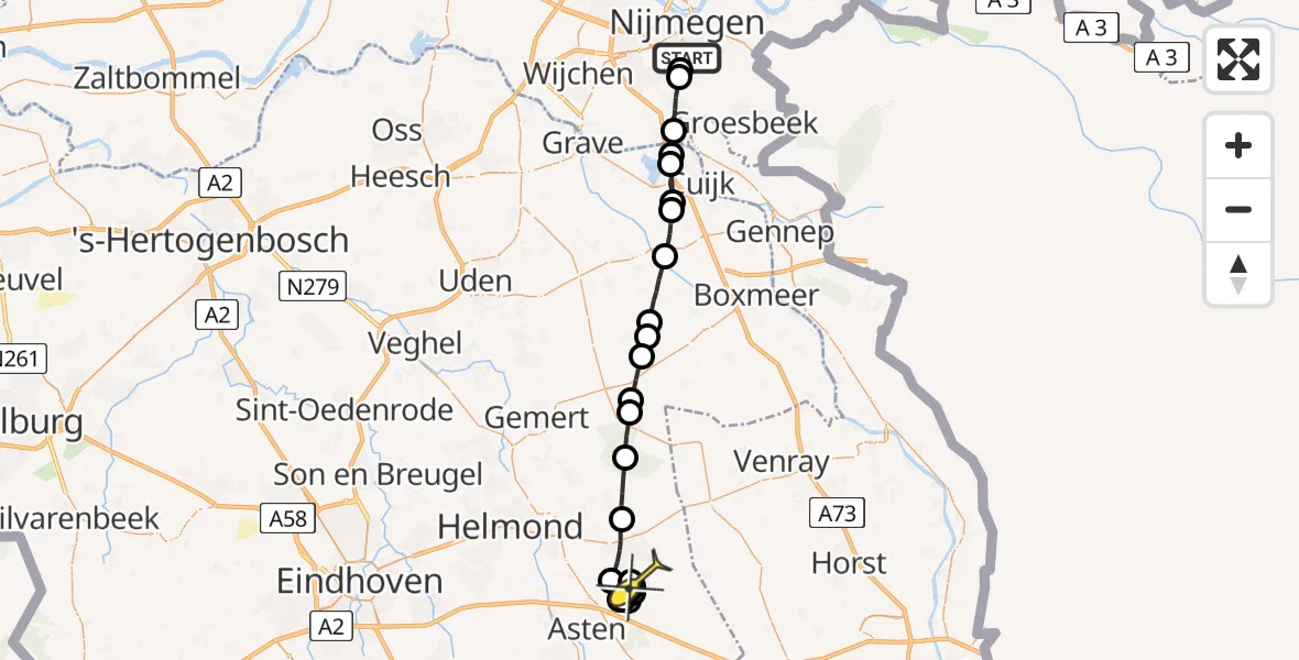 Routekaart van de vlucht: Lifeliner 2 naar Deurne