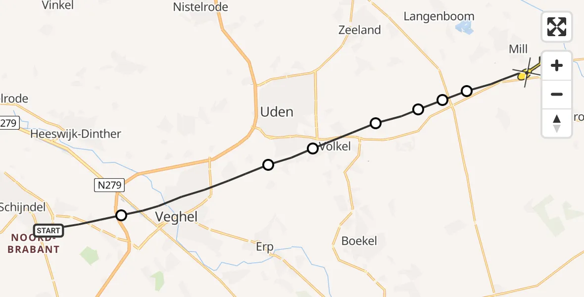 Routekaart van de vlucht: Lifeliner 3 naar Mill