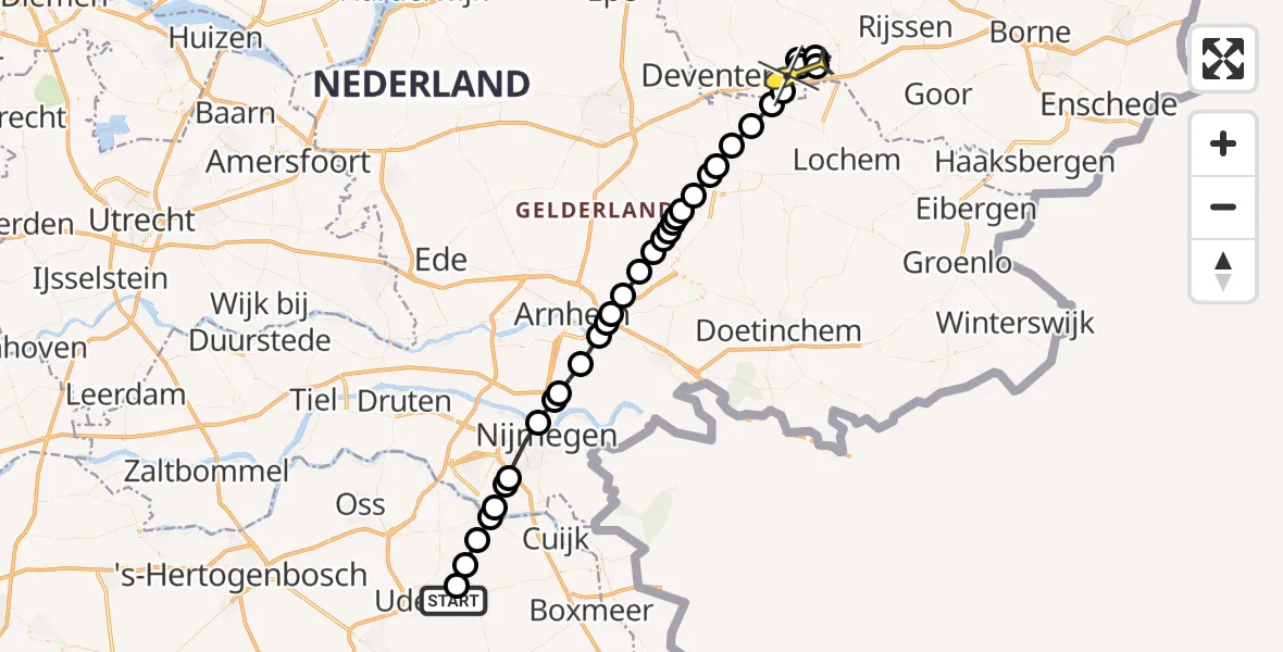 Routekaart van de vlucht: Lifeliner 3 naar Bathmen