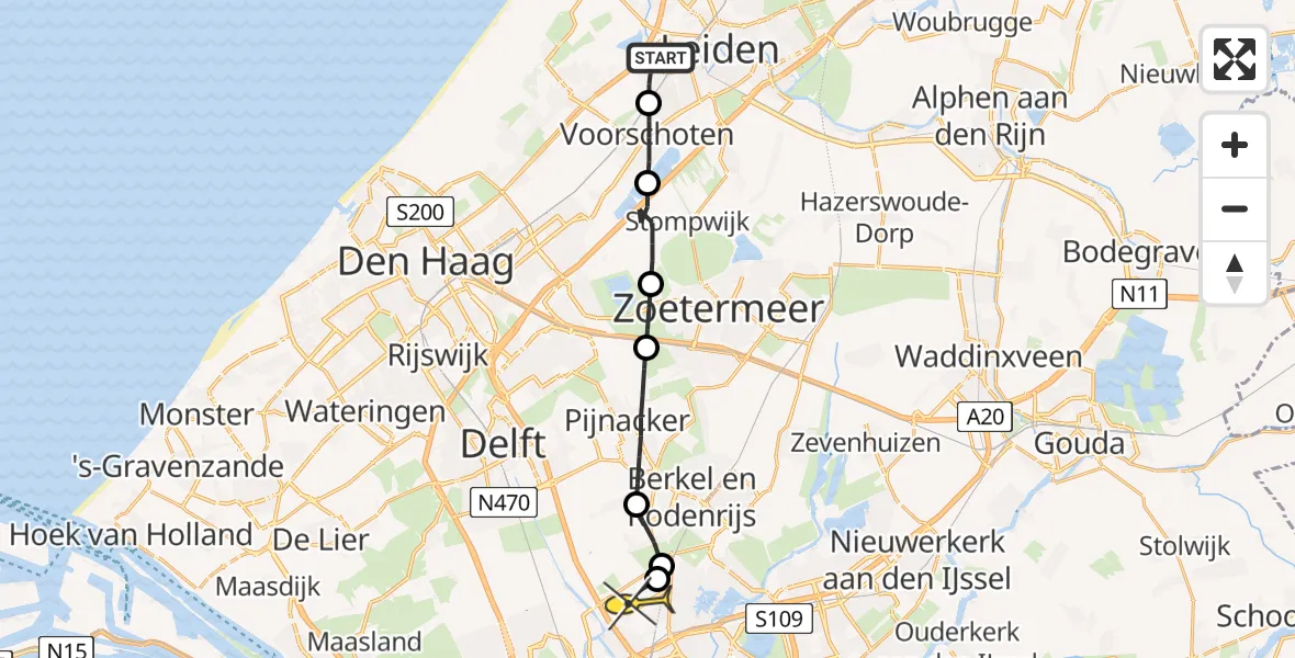 Routekaart van de vlucht: Lifeliner 2 naar Rotterdam The Hague Airport