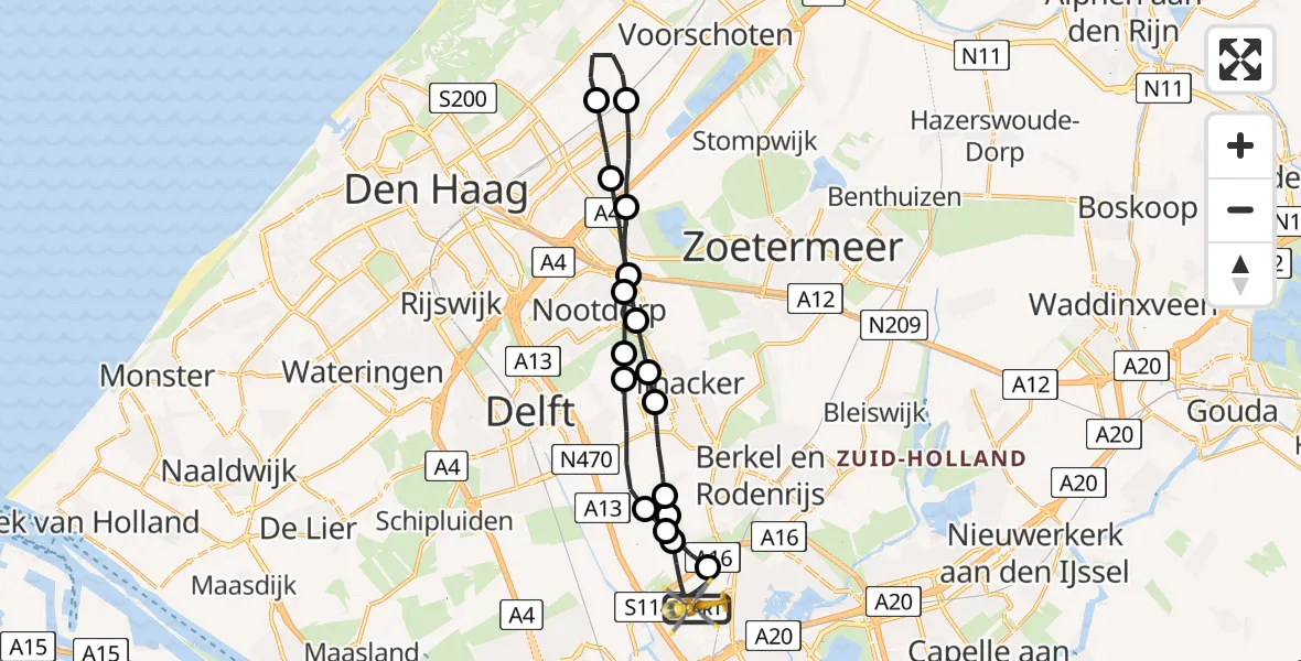 Vluchtroute Traumahelikopter Rotterdam The Hague Airport - Rotterdam The Hague Airport, 27 augustus 2023, 11:49
