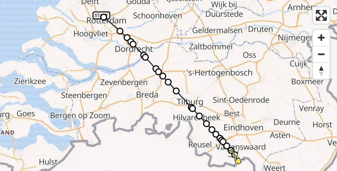 Routekaart van de vlucht: Lifeliner 2 naar Valkenswaard