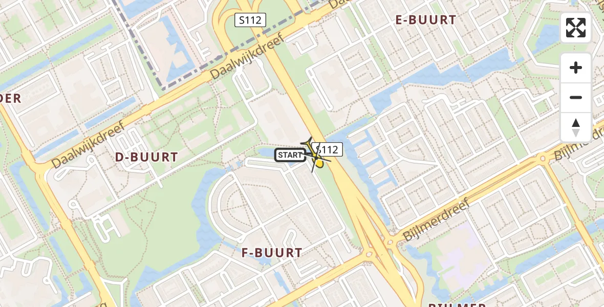 Routekaart van de vlucht: Traumahelikopter naar Amsterdam