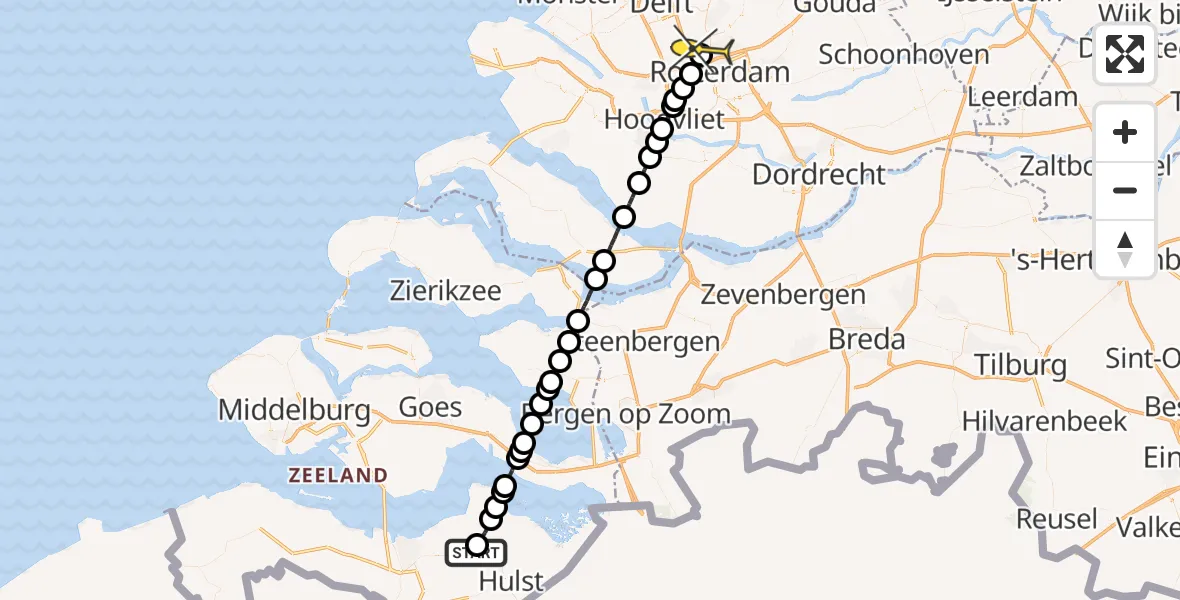 Routekaart van de vlucht: Lifeliner 2 naar Rotterdam The Hague Airport