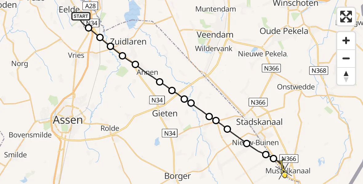 Routekaart van de vlucht: Lifeliner 4 naar Musselkanaal