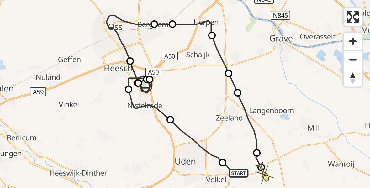 Routekaart van de vlucht: Politieheli naar Odiliapeel