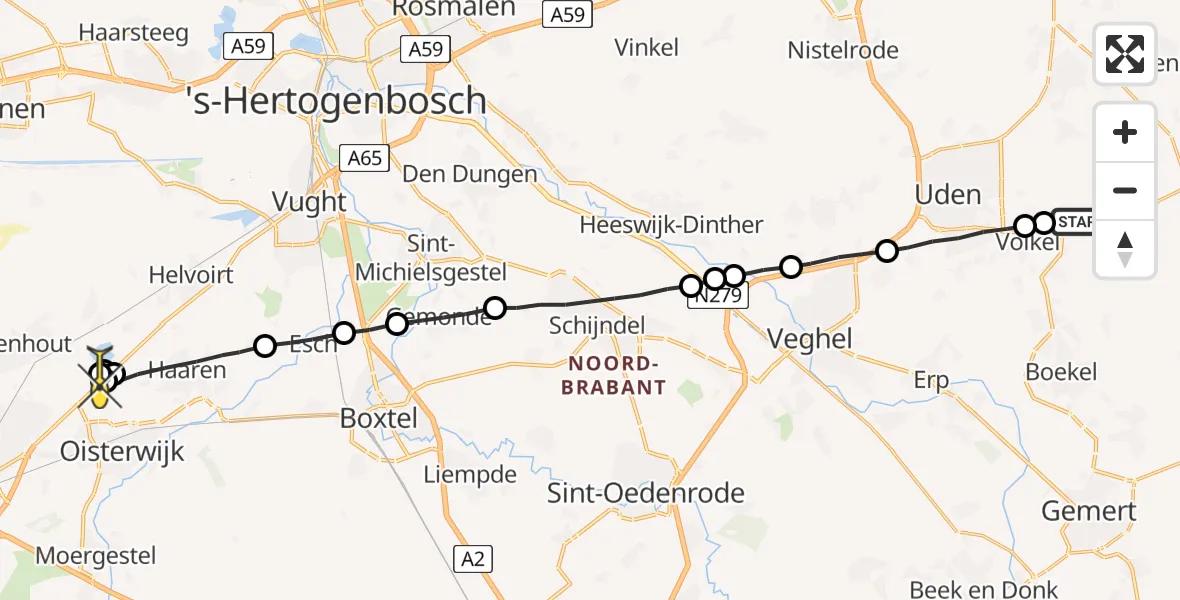 Routekaart van de vlucht: Lifeliner 3 naar Biezenmortel