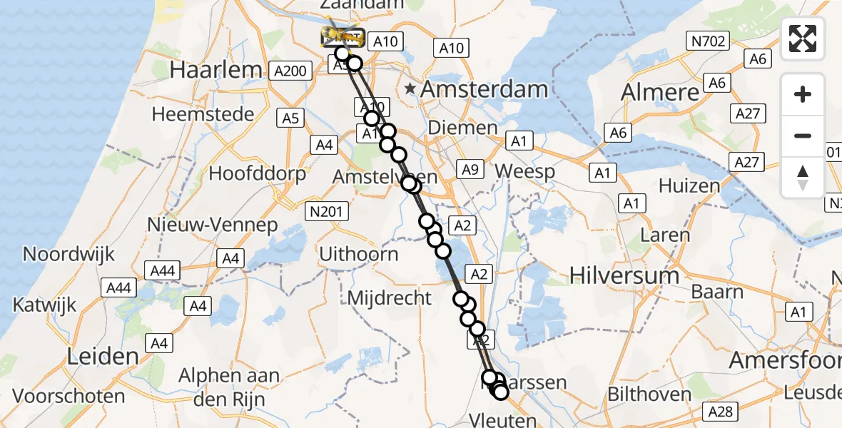 Vluchtroute Traumahelikopter Amsterdam Heliport - Amsterdam Heliport, 28 augustus 2023, 05:54