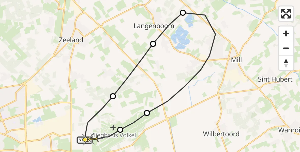 Routekaart van de vlucht: Lifeliner 3 naar Vliegbasis Volkel