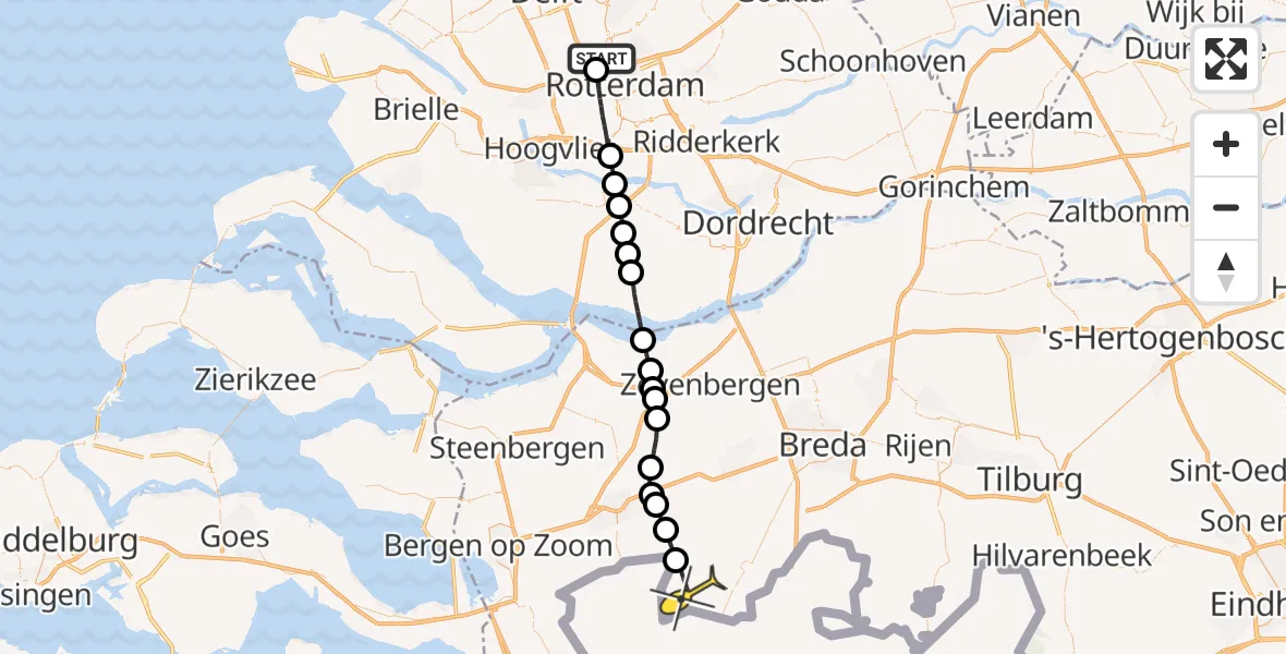 Routekaart van de vlucht: Lifeliner 2 naar Achtmaal