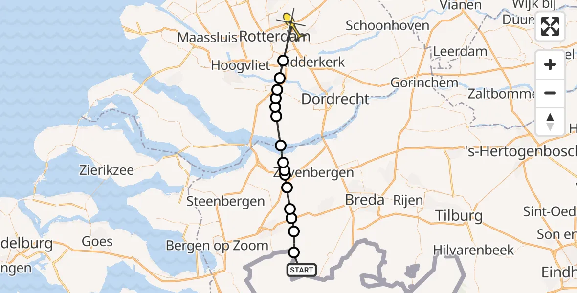 Routekaart van de vlucht: Lifeliner 2 naar Rotterdam