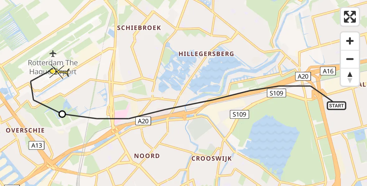 Routekaart van de vlucht: Lifeliner 2 naar Rotterdam The Hague Airport