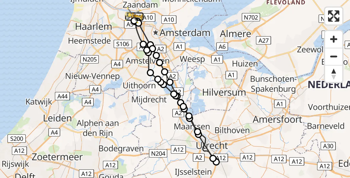 Vluchtroute Traumahelikopter Amsterdam Heliport - Amsterdam Heliport, 28 augustus 2023, 11:28