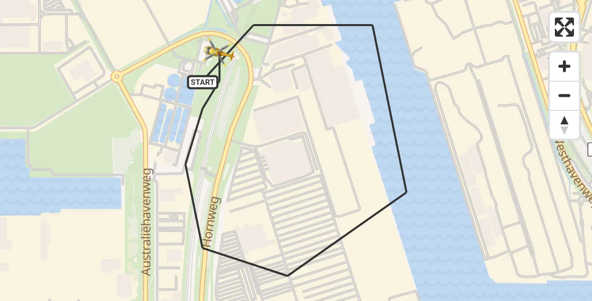 Vluchtroute Traumahelikopter Amsterdam Heliport - Amsterdam Heliport, 28 augustus 2023, 13:06