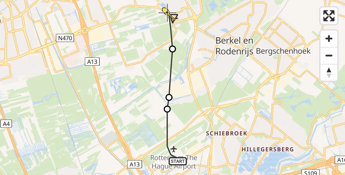 Routekaart van de vlucht: Lifeliner 2 naar Pijnacker