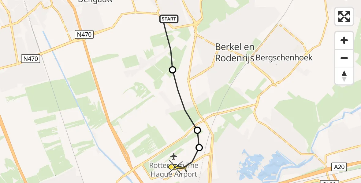 Routekaart van de vlucht: Lifeliner 2 naar Rotterdam The Hague Airport