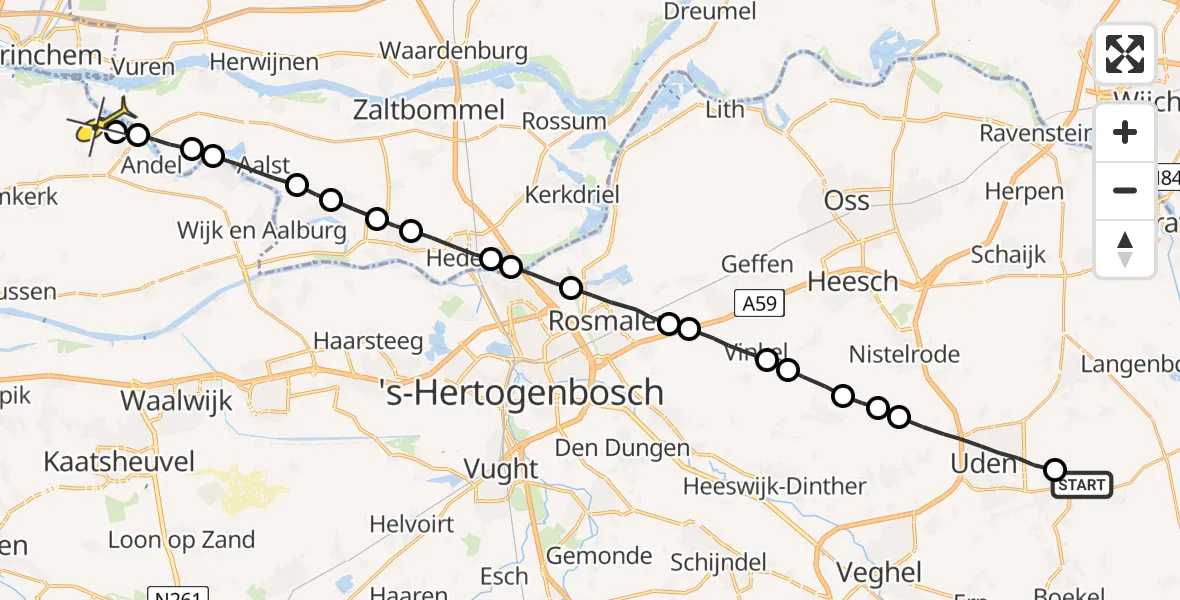 Routekaart van de vlucht: Lifeliner 3 naar Rijswijk (NB)