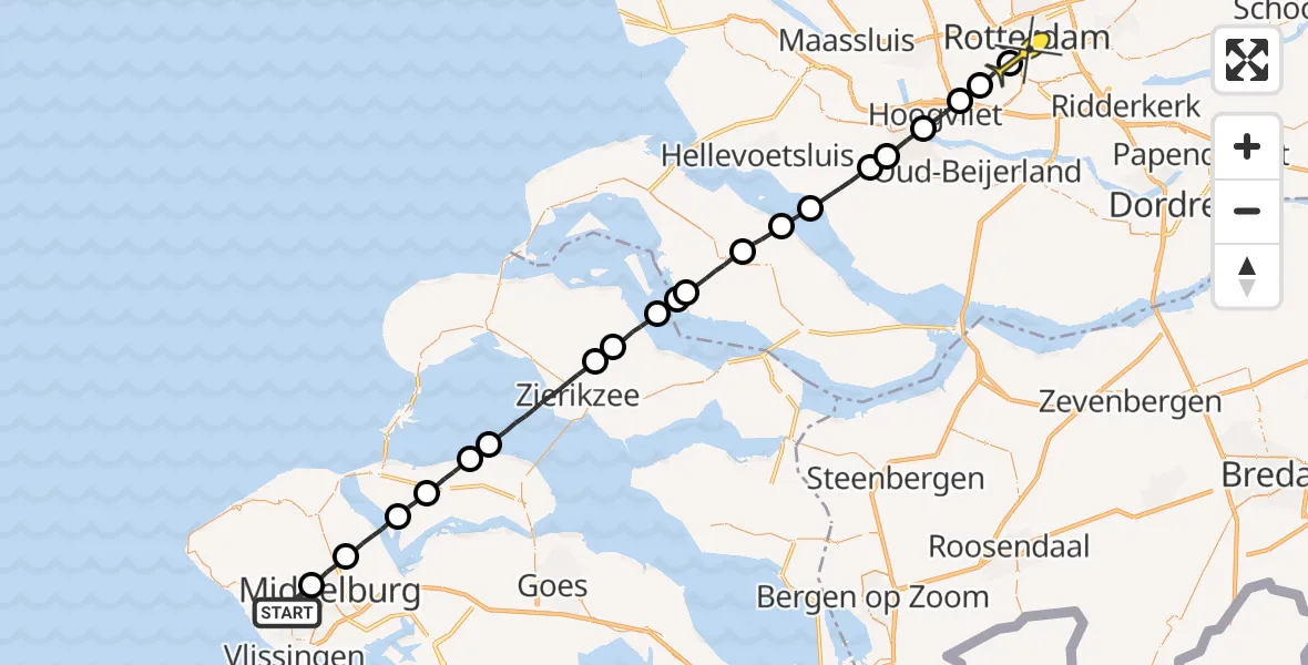 Routekaart van de vlucht: Lifeliner 2 naar Erasmus MC