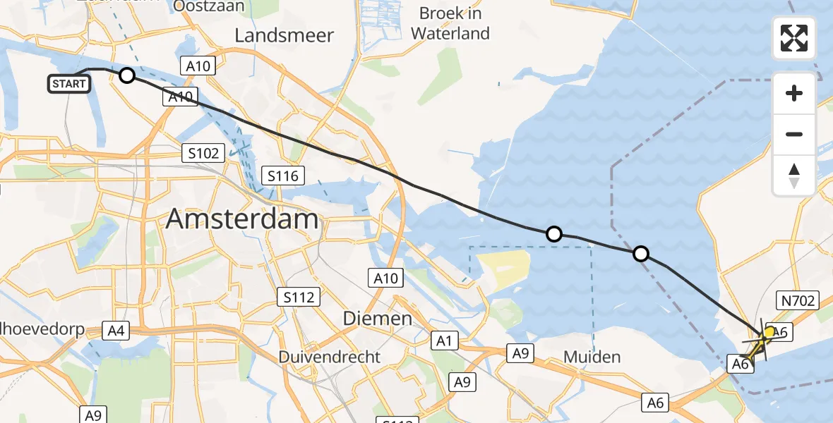 Routekaart van de vlucht: Lifeliner 1 naar Almere