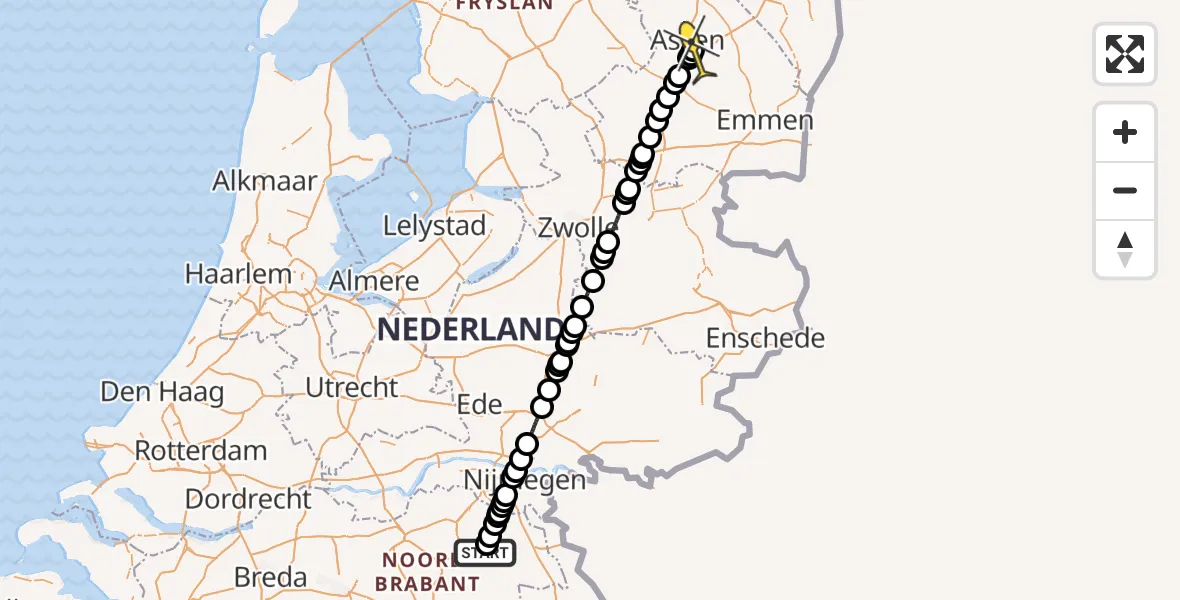 Routekaart van de vlucht: Lifeliner 3 naar Ekehaar