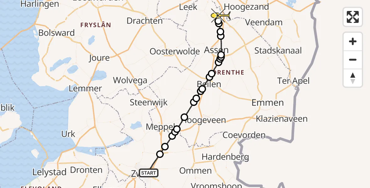 Routekaart van de vlucht: Lifeliner 4 naar Groningen Airport Eelde