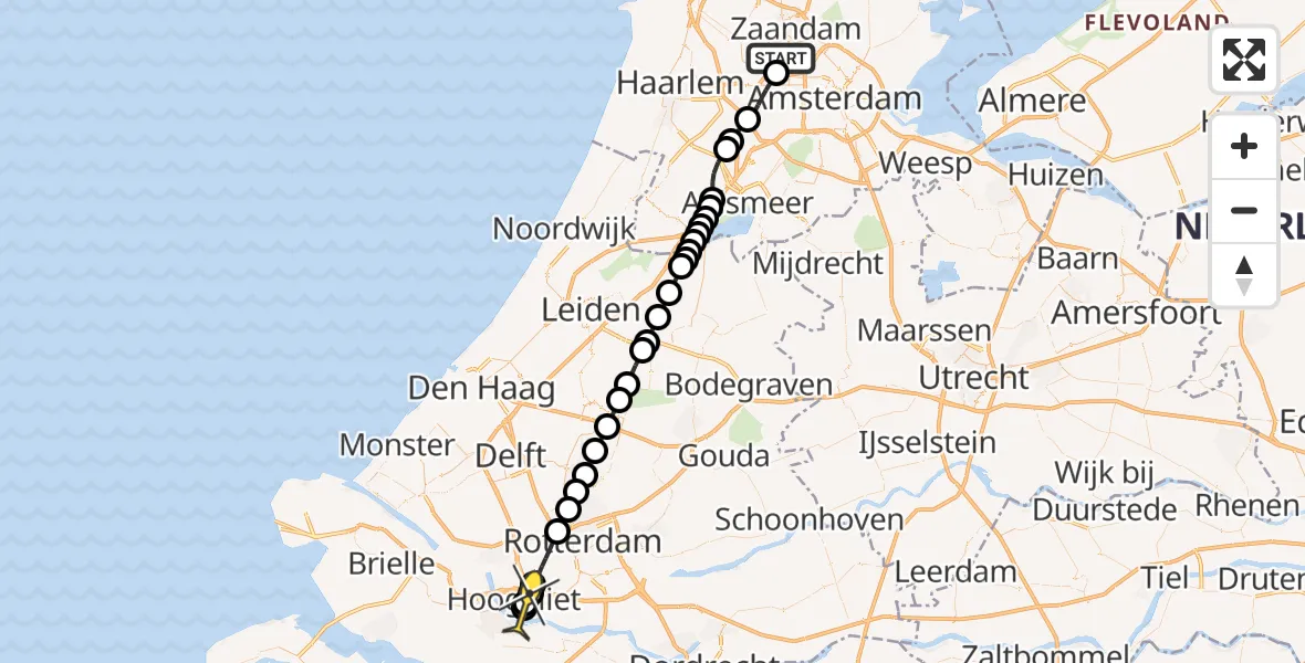 Routekaart van de vlucht: Lifeliner 1 naar Poortugaal