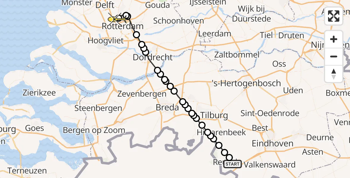 Routekaart van de vlucht: Lifeliner 2 naar Rotterdam The Hague Airport